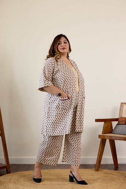 Camel Print Jacket and Pants Set(set of 2)-3