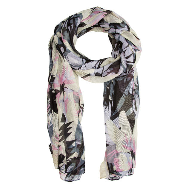 Black Sally Large Floral Print Scarf-0