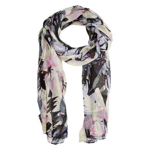 Black Sally Large Floral Print Scarf-0