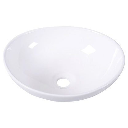 Contemporary Oval Basin Round Vessel Bathroom Sink in White-2