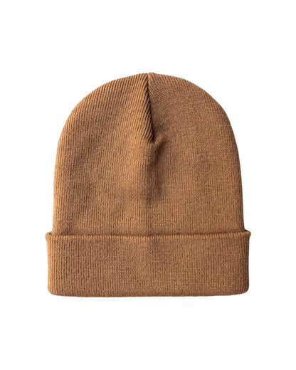 CS104 HAAKWEAR Traditional Silent Cuffed Beanie, Camel Brown-0