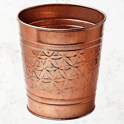 Bathroom Bedroom Metal Trash Can Waste Basket in Copper Finish-2