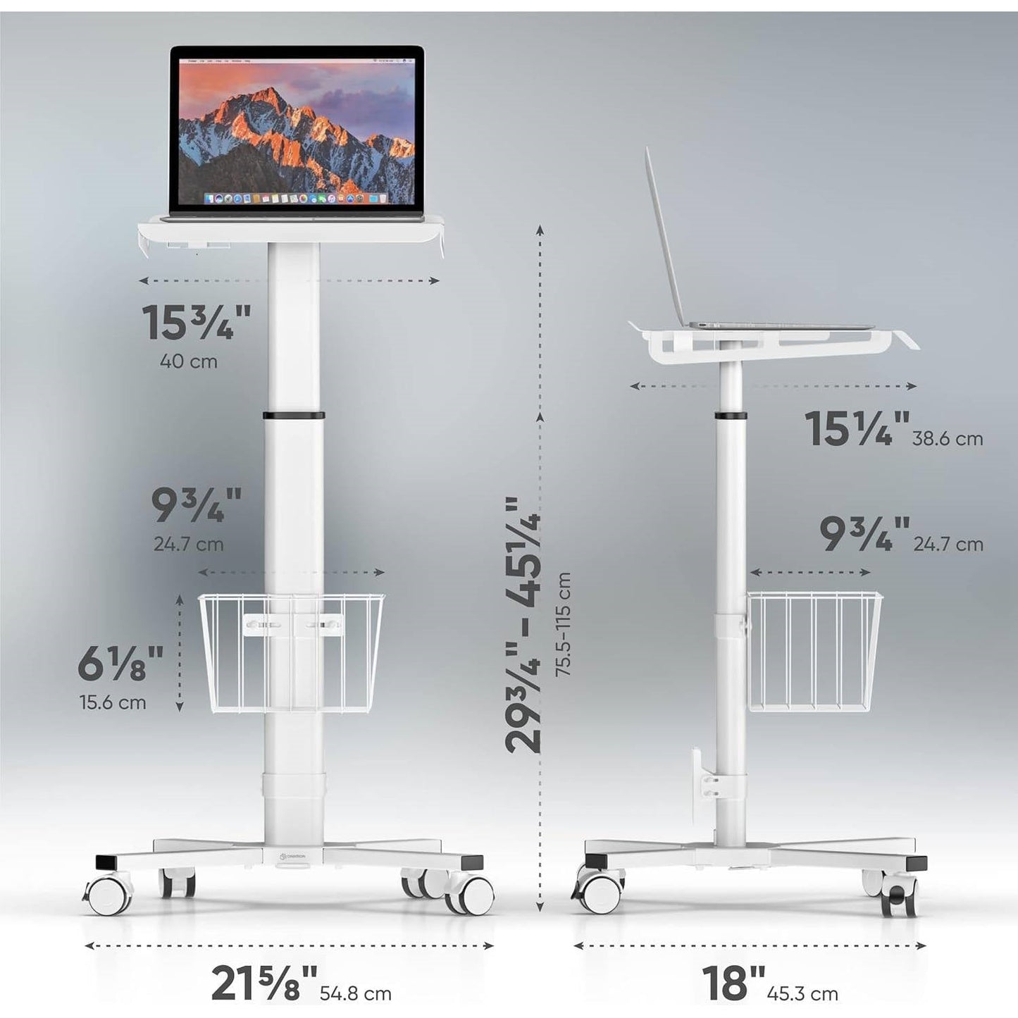 Hospital Style White Mobile Stand-Up Computer Desk Portable Workstation-1
