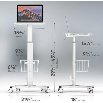 Hospital Style White Mobile Stand-Up Computer Desk Portable Workstation-1