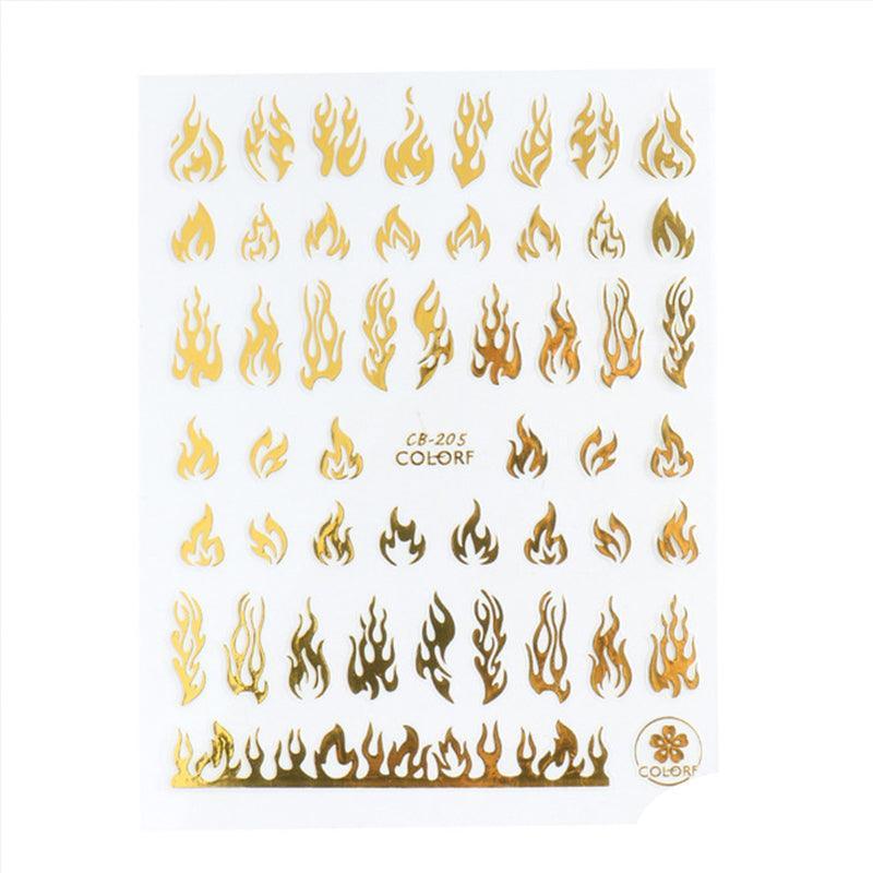 3D Flame Nail Stickers Fire Design Manicure Decals Self Adhesive Nail Art Sheet-6