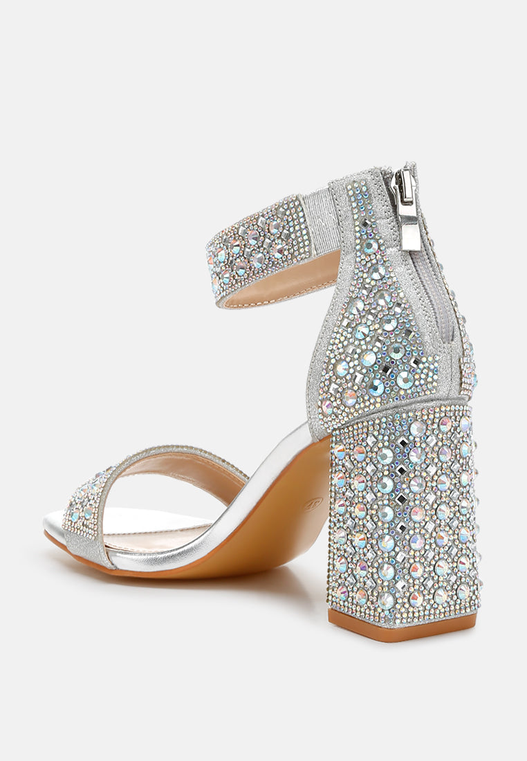 Cady Rhinestones And Sequins Block Sandals-2
