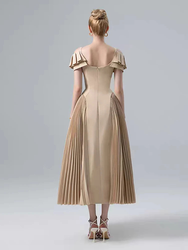 Camisole Backless Party Dress with Pleated and Patchwork Details For Women, SoHo, BYMANYC New York.-2