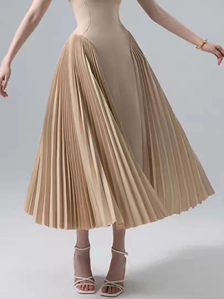 Camisole Backless Party Dress with Pleated and Patchwork Details For Women, SoHo, BYMANYC New York.-3