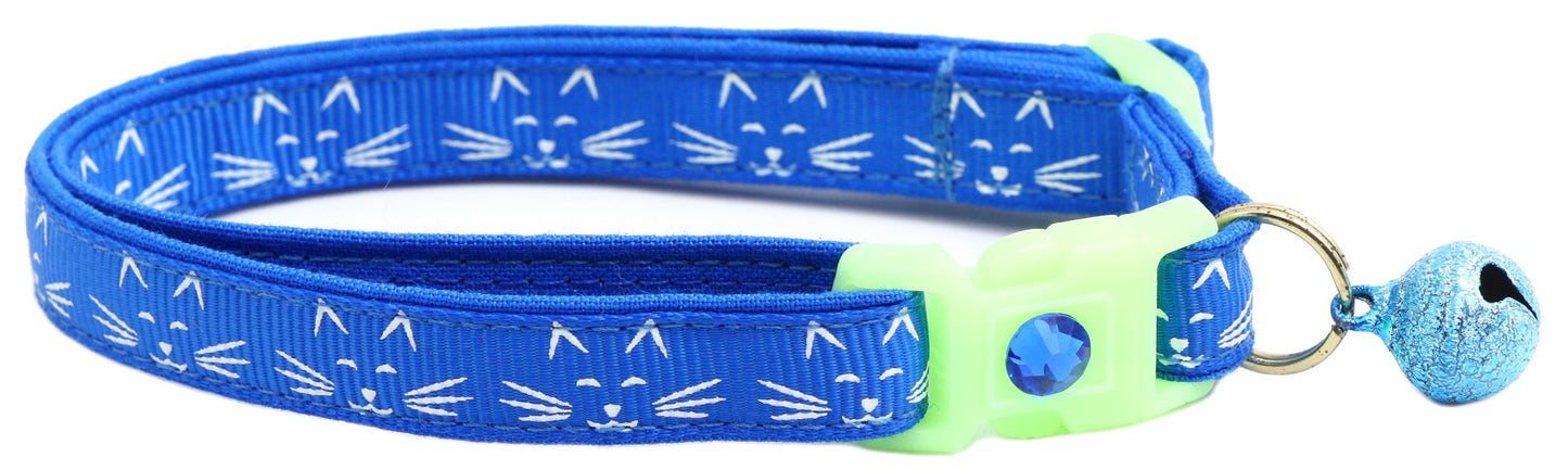 Glowing Cat Faces Breakaway Cat Collar-6