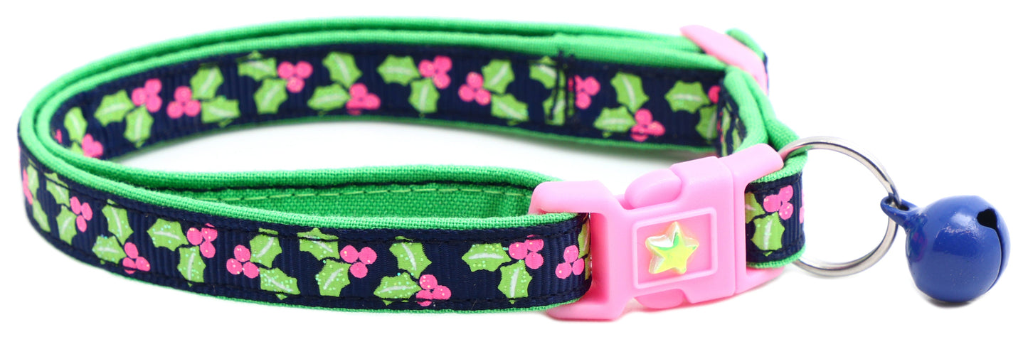 Holly Leaves Breakaway Cat Collar-9