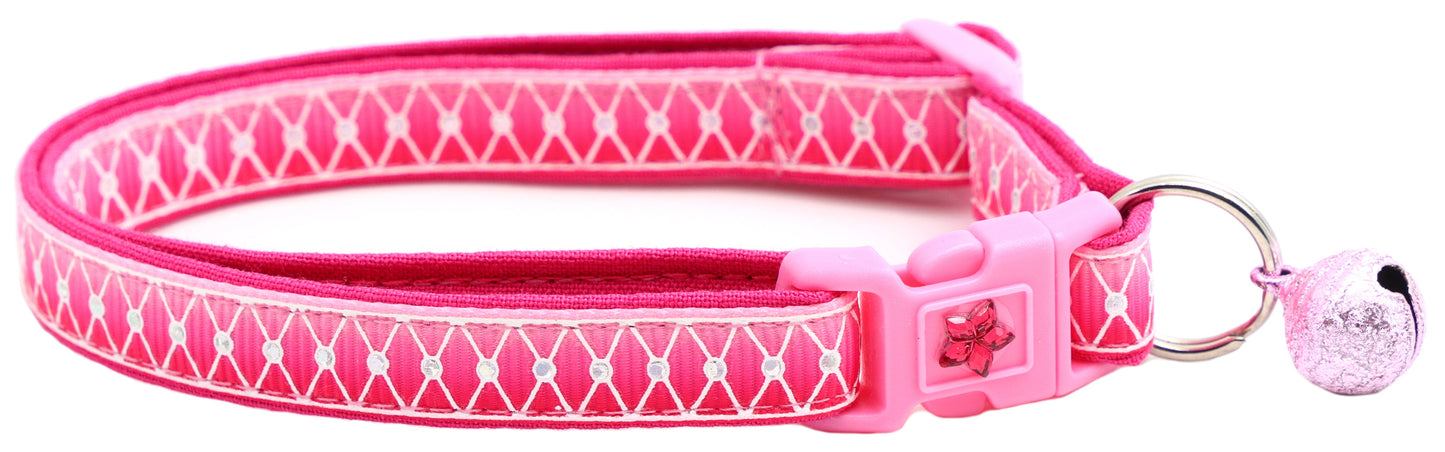 Diamond Mesh over Pink Ombre Breakaway Cat Collar-1