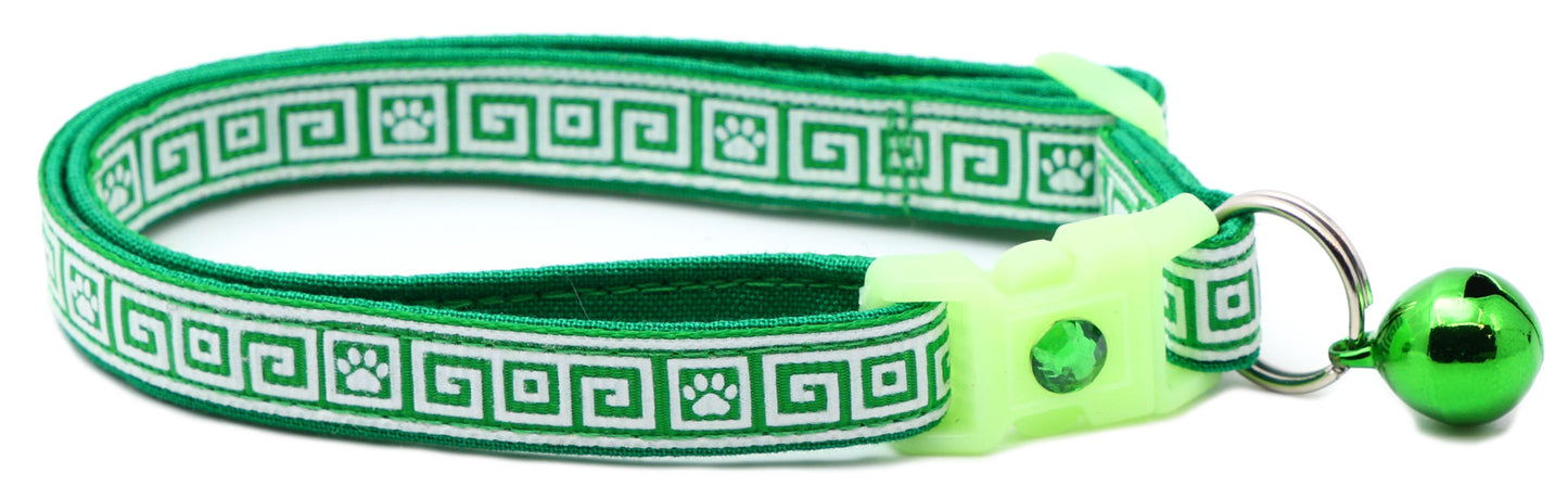 Greek Key Breakaway Cat Collar-9