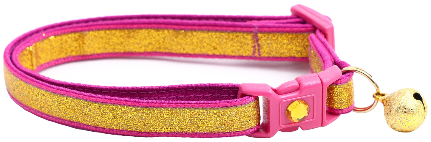 Gold Glitter Breakaway Cat Collar-5