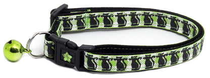 Glittering Black Cats on Plaid Breakaway Cat Collar-7