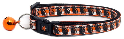 Glittering Black Cats on Plaid Breakaway Cat Collar-6
