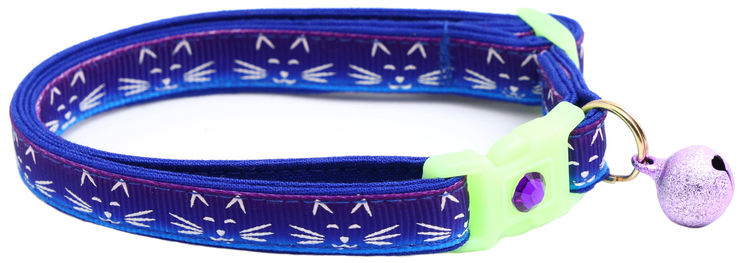 Glowing Cat Faces Breakaway Cat Collar-10