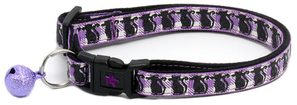 Glittering Black Cats on Plaid Breakaway Cat Collar-5