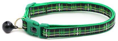 Green Tartan Breakaway Cat Collar-1