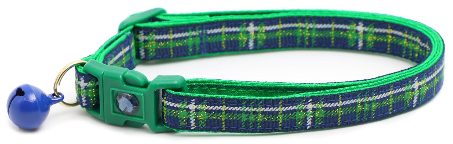 Green Tartan Breakaway Cat Collar-9