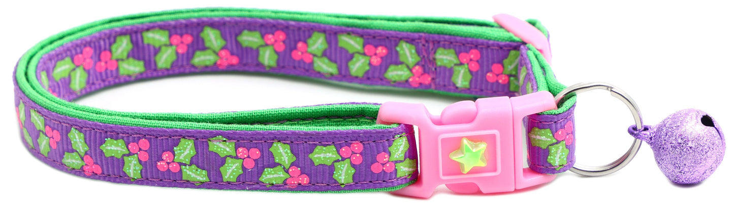 Holly Leaves Breakaway Cat Collar-10