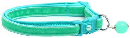 Soft Aqua Velvet Cat Collar-2