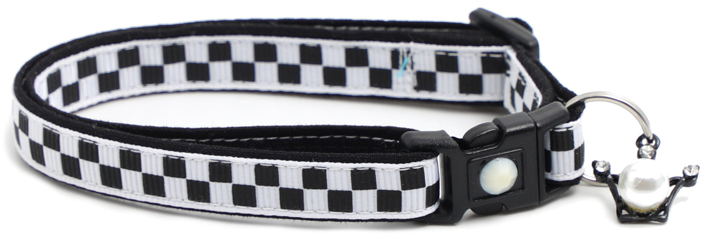 Black and White Checks Cat Collar-2