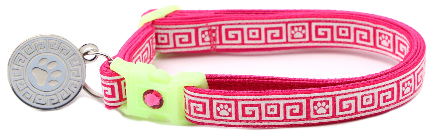Greek Key Breakaway Cat Collar-11