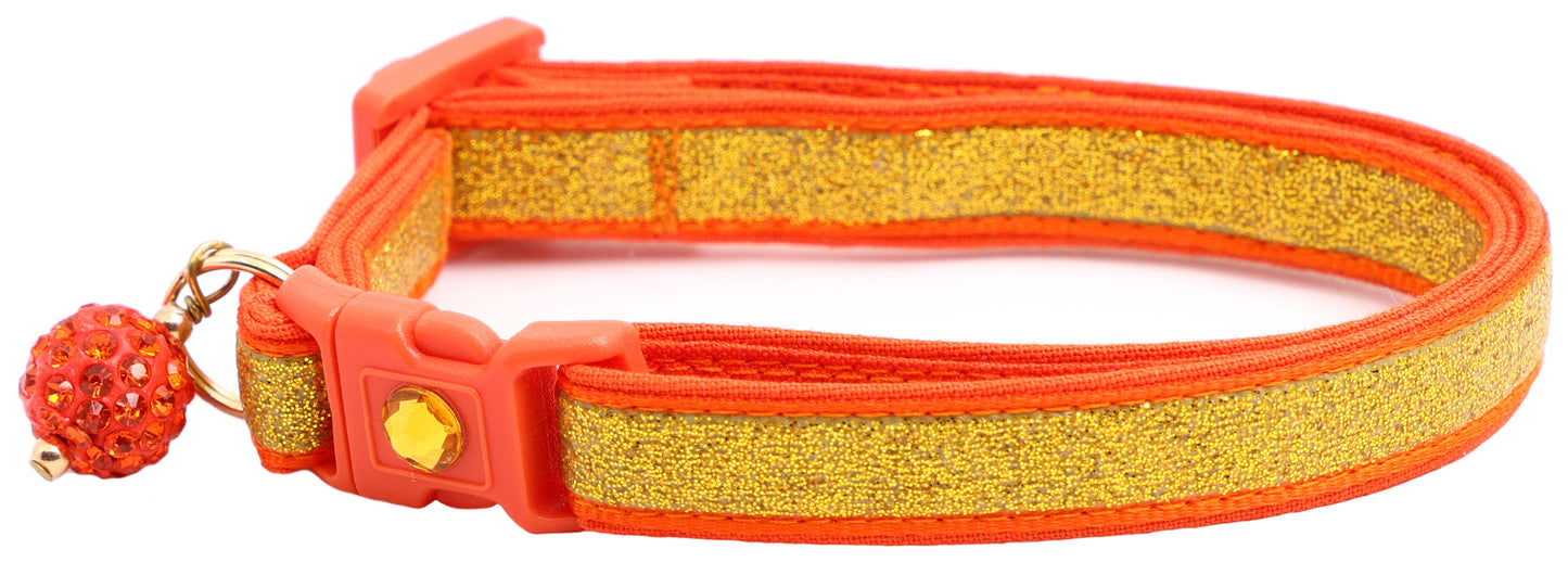 Gold Glitter Breakaway Cat Collar-11