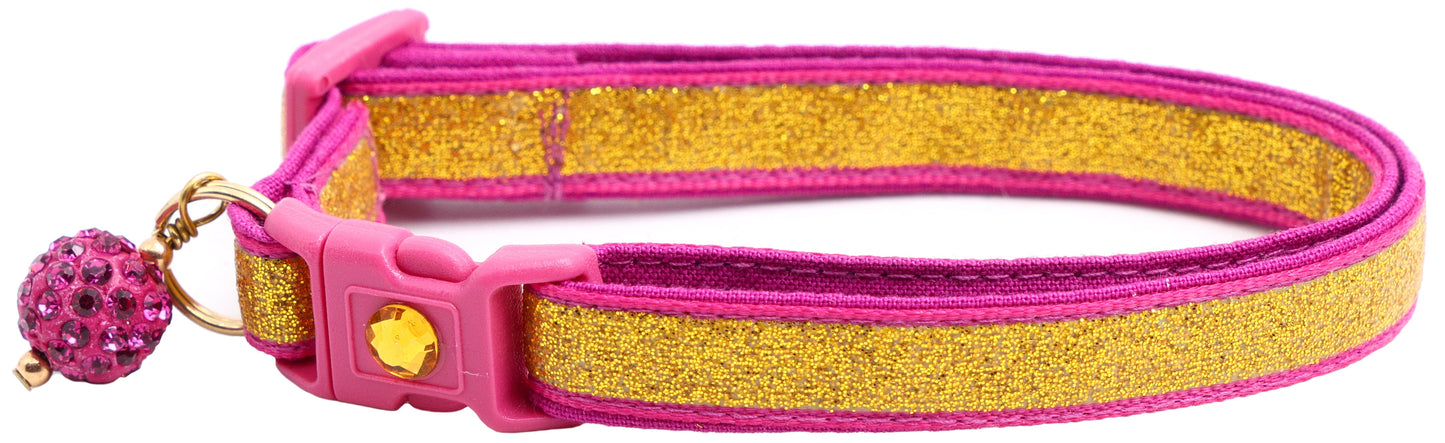 Gold Glitter Breakaway Cat Collar-10