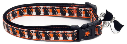 Glittering Black Cats on Plaid Breakaway Cat Collar-14