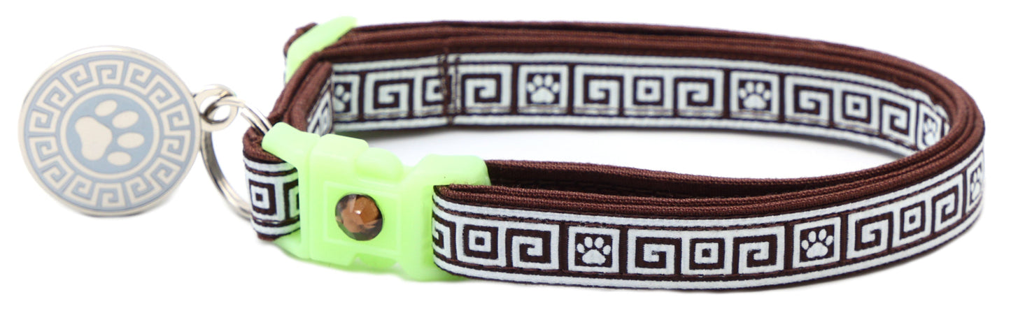 Greek Key Breakaway Cat Collar-12