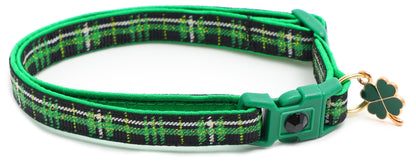 Green Tartan Breakaway Cat Collar-2