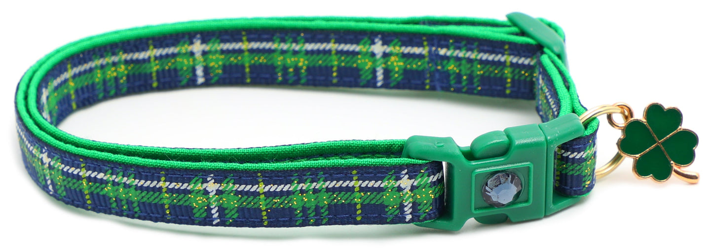 Green Tartan Breakaway Cat Collar-16