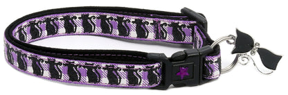 Glittering Black Cats on Plaid Breakaway Cat Collar-13