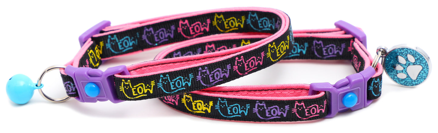 Colorful Meow Breakaway Cat Collar-3