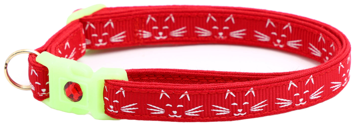 Glowing Cat Faces Breakaway Cat Collar-42