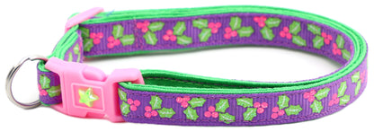 Holly Leaves Breakaway Cat Collar-16
