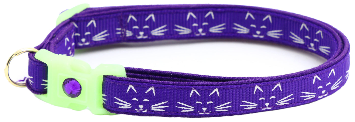 Glowing Cat Faces Breakaway Cat Collar-40