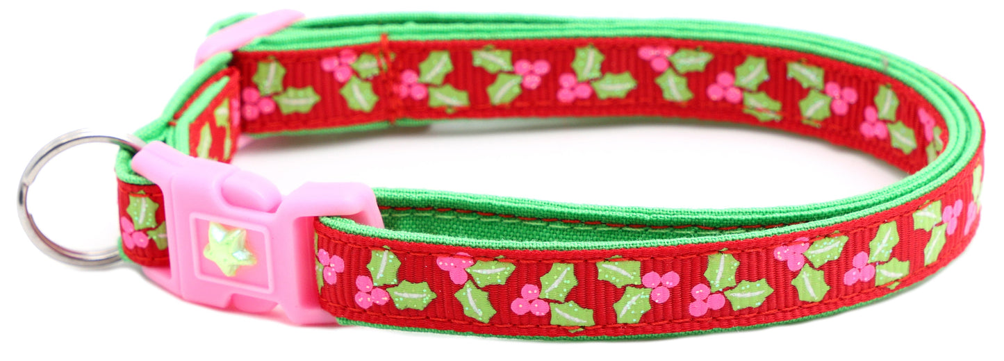 Holly Leaves Breakaway Cat Collar-14