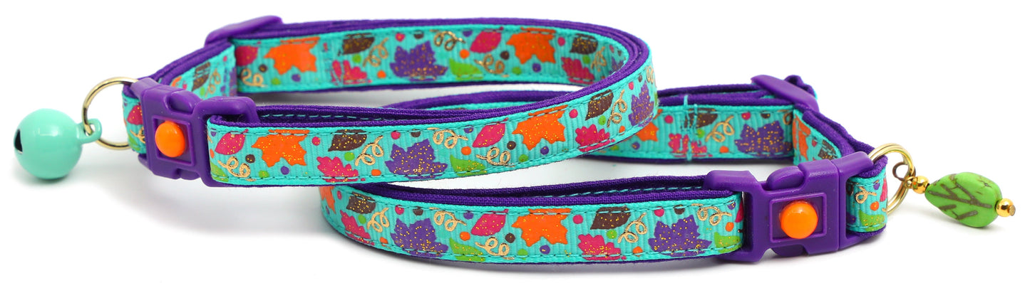 Fancy Fall Leaves Breakaway Cat Collar-3