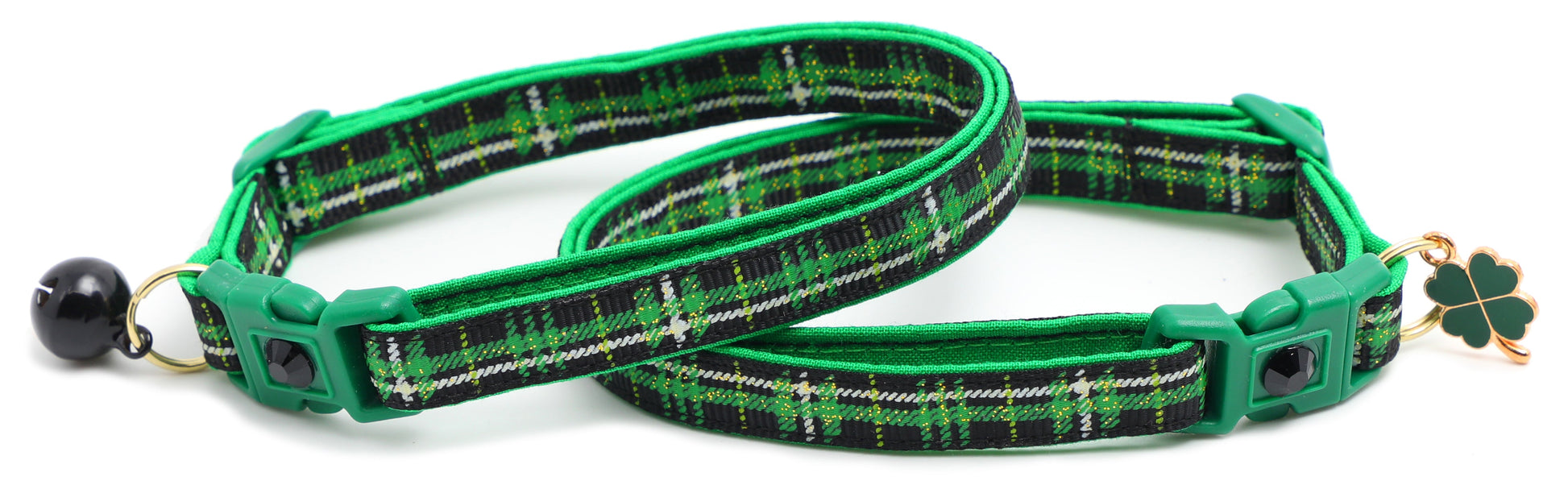 Green Tartan Breakaway Cat Collar-3