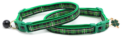 Green Tartan Breakaway Cat Collar-3