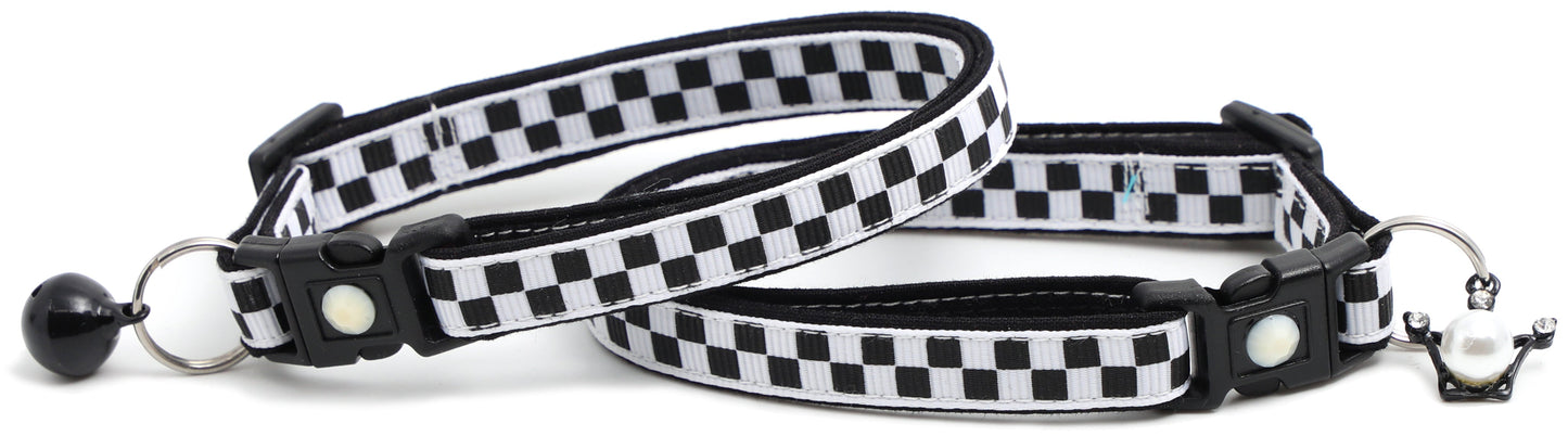 Black and White Checks Cat Collar-3