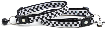 Black and White Checks Cat Collar-3