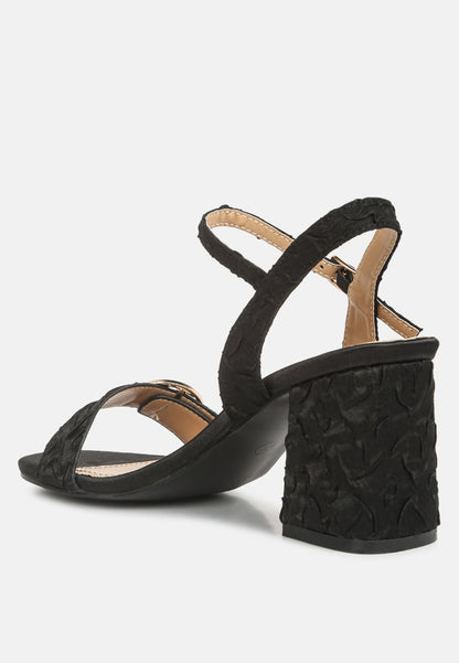 Chaplet Textured Block Heel Sandals-4