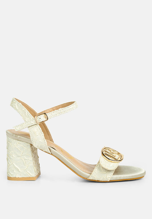 Chaplet Textured Block Heel Sandals-0