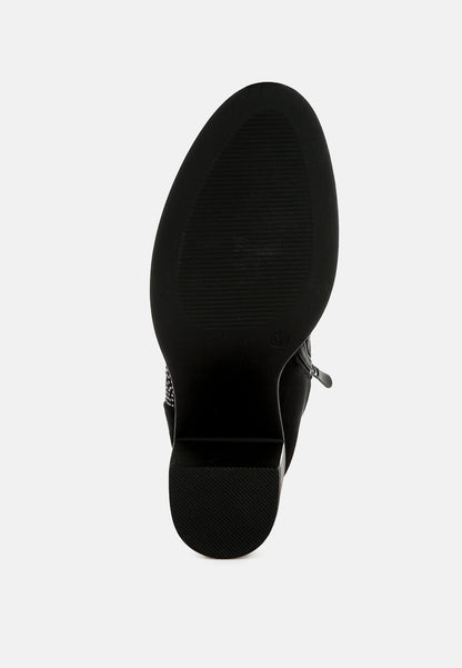 Chinar Rhinestone Studded Slouchy Ankle Boots-1