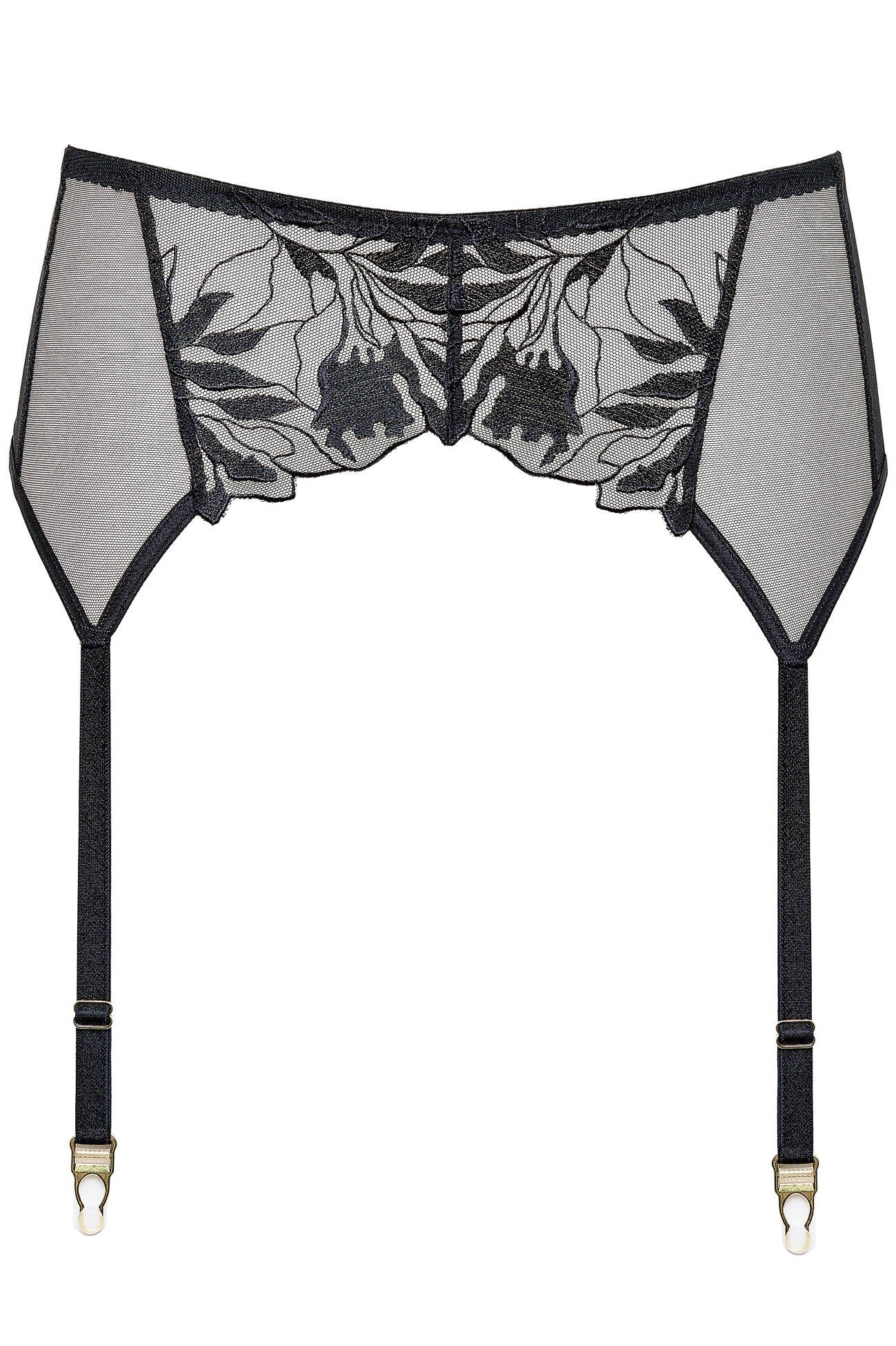 High Waist Mesh Garter Belt Gorteks Coco Black-4