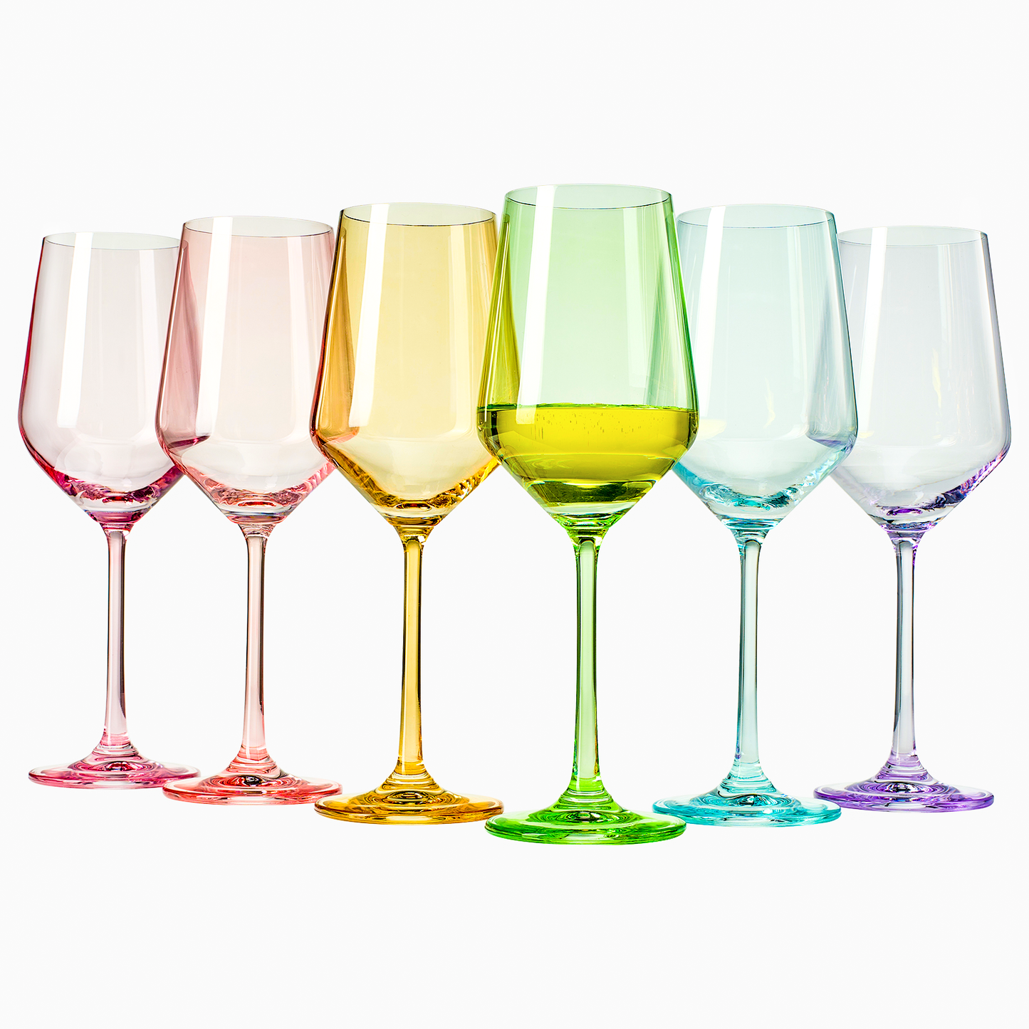 Colored Crystal Wine Glass Set of 6, Large Stemmed 12 oz Glasses, Great for all Occasions & Special Celebrations Unique Italian Style Tall Drinkware for Red & White Wine, Water Dinner, Color Glassware-0
