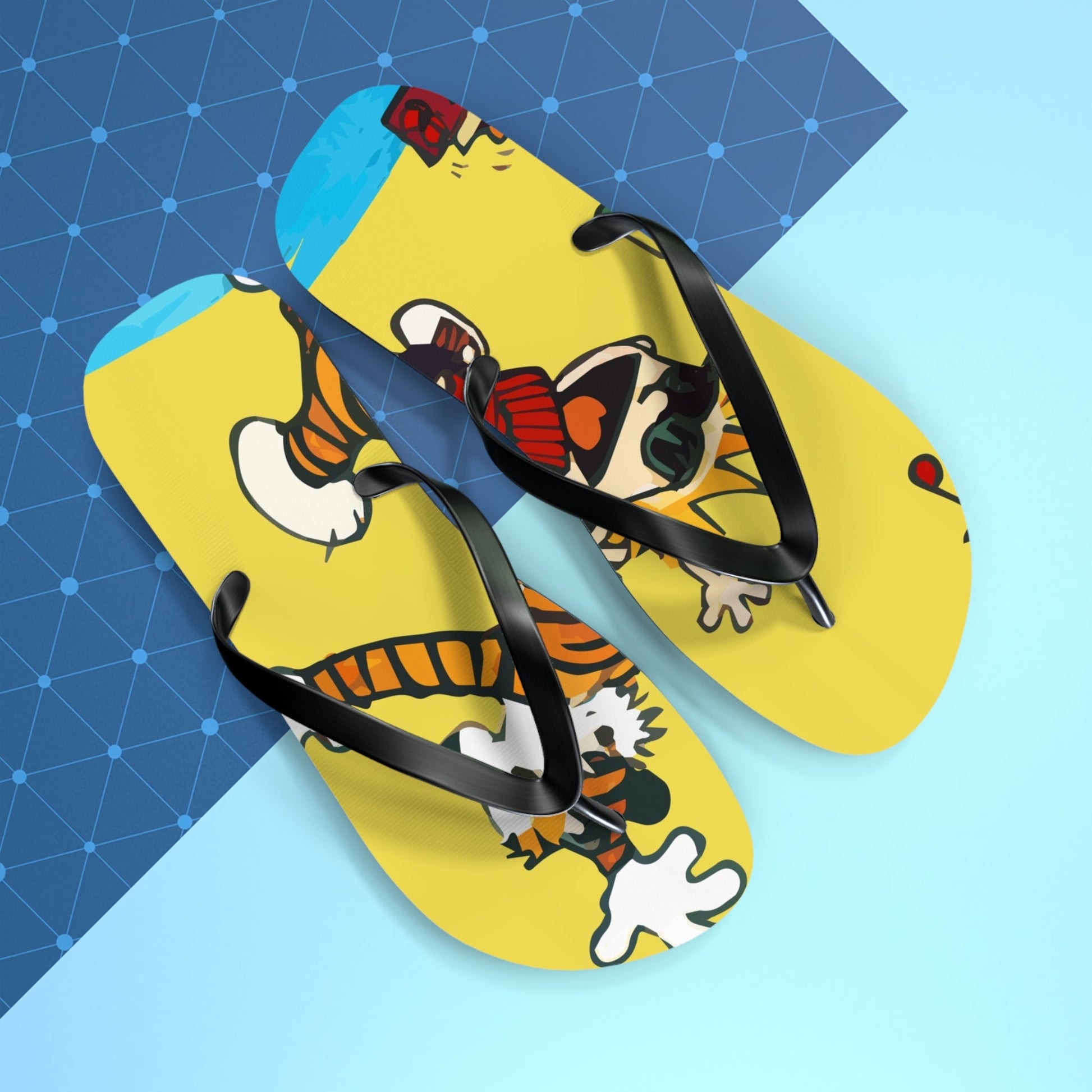 Calvin and Hobbes Dancing with Record Player Flip-Flops-4